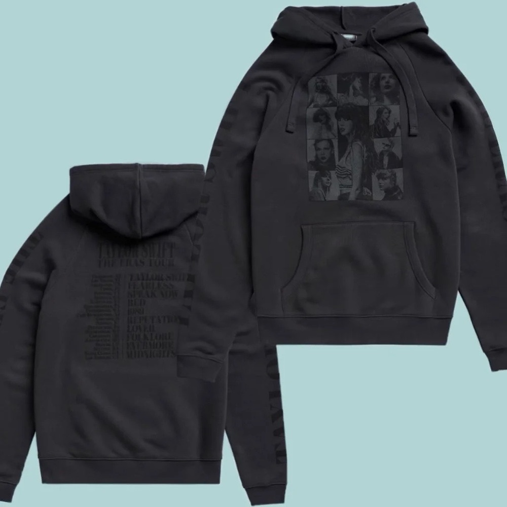 Taylor Swift Official Eras Tour Merch Black Hoodie Sweatshirt